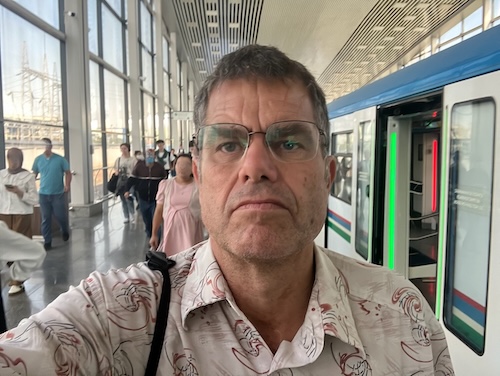 Tony Picon on Tashkent Circle Line platform